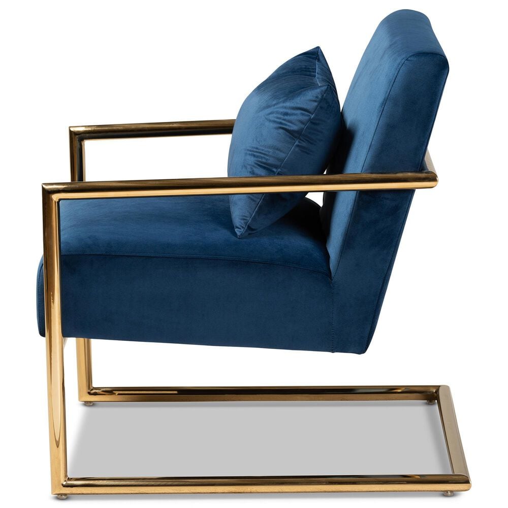 Baxton Studio Mira Arm Chair in Navy Blue, , large