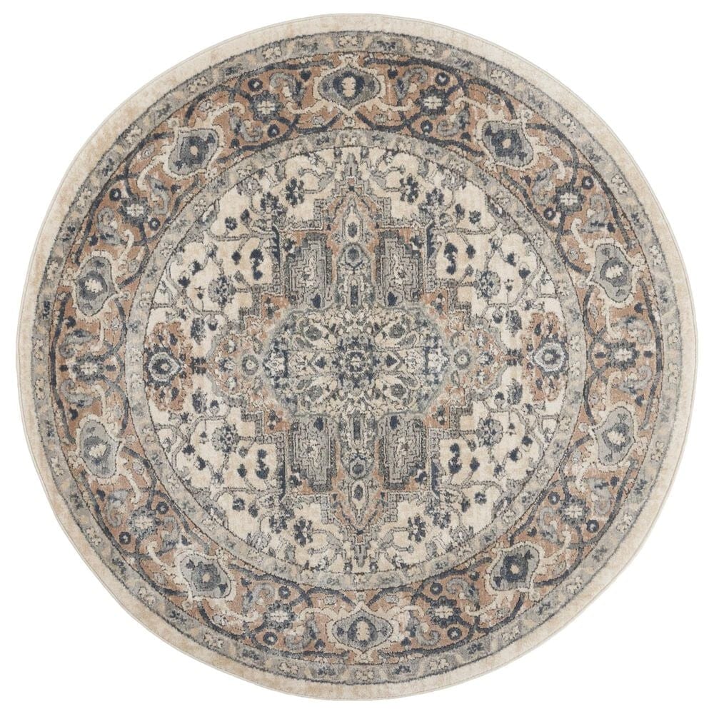 Nourison Quarry 4" Round Ivory and Grey Area Rug, , large