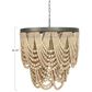 Creative Coop Laurel 2-Tier Draped Wood Bead Chandelier with Black and Natural Shade, , large