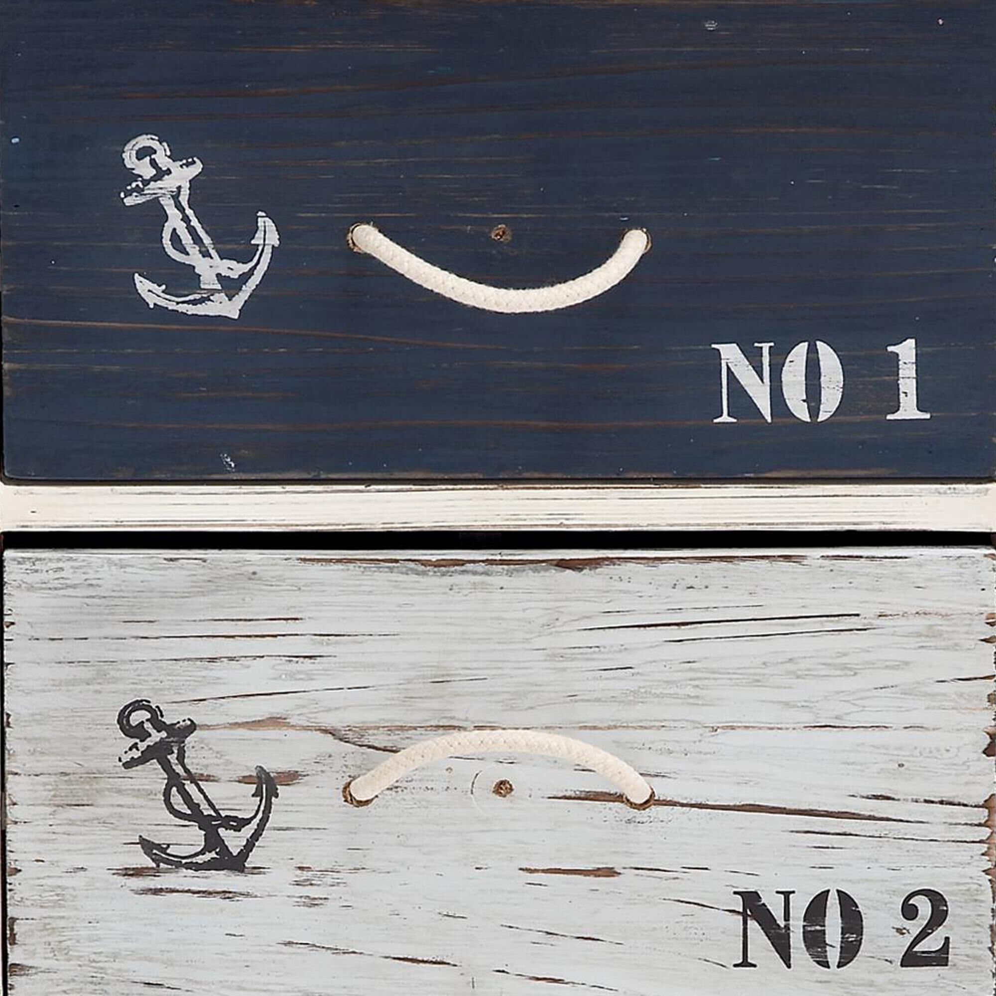 Maple and Jade 3-Drawer Chest Small with Rope Handle in Blue and White