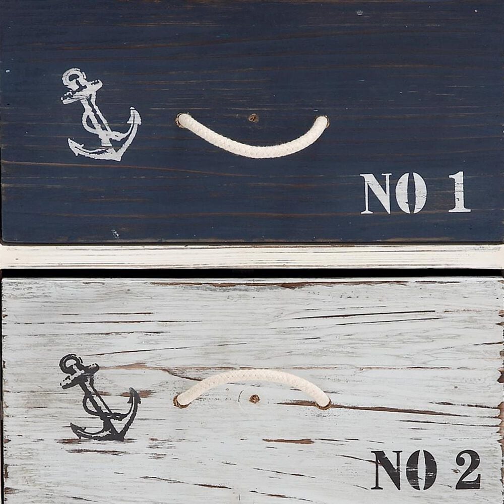 Maple and Jade 3-Drawer Chest Small with Rope Handle in Blue and White, , large