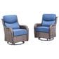 Sunwell Garden Patio Swivel Glider Chair with Brown Wicker in Navy (Set of 2), , large