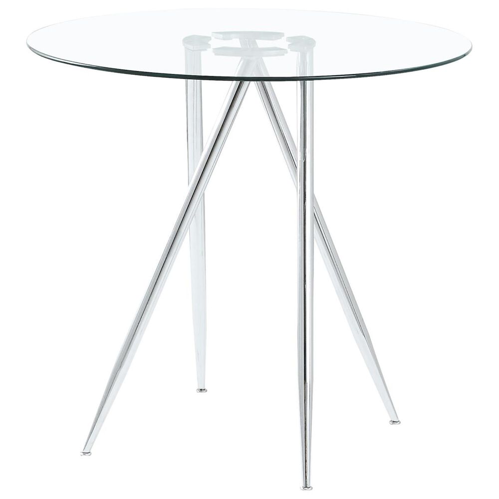 Global Furniture USA Bar Table in Chrome and Clear Top, , large