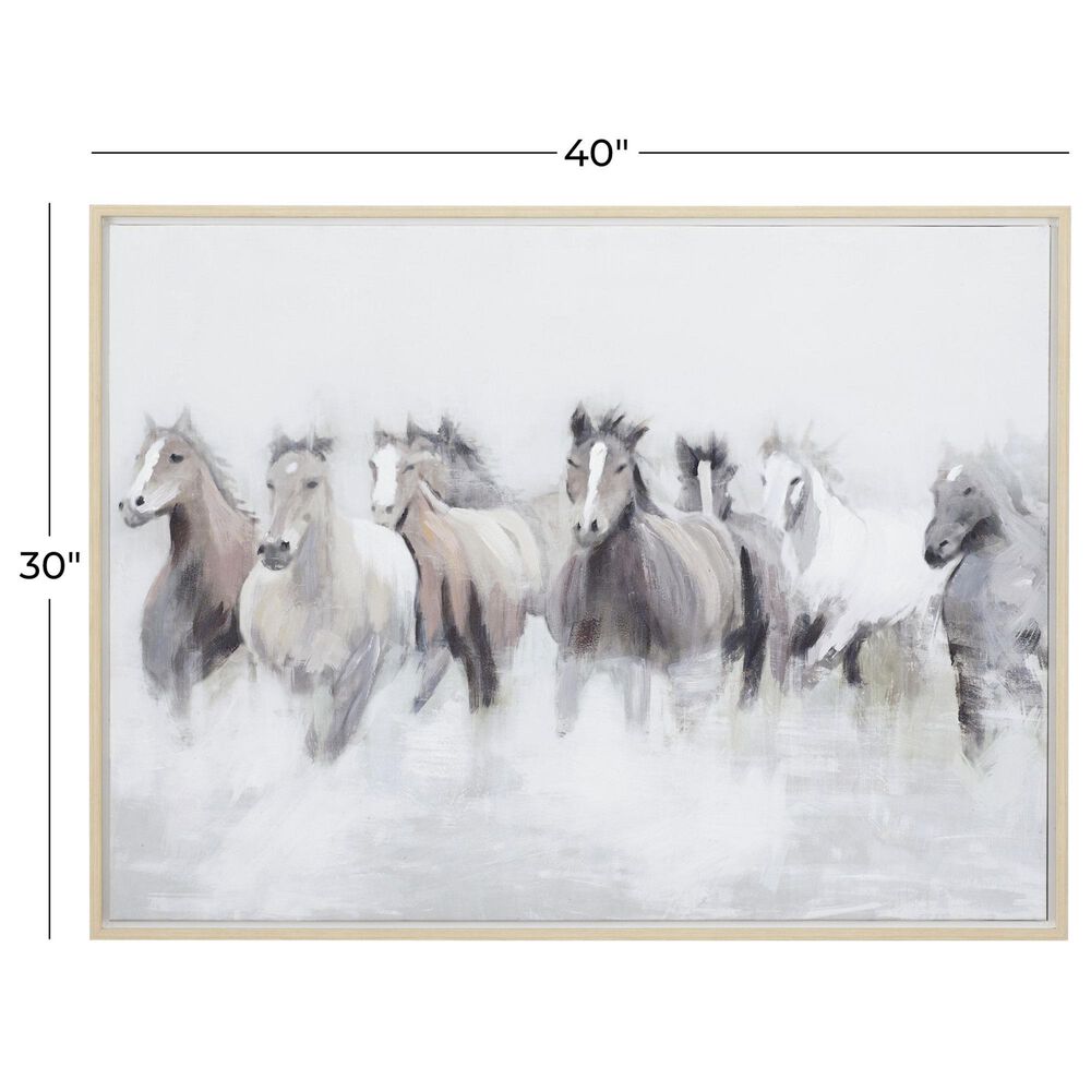 Maple and Jade 40&quot; x 30&quot; Horse Living Room Framed Wall Art in Black, Brown, Gray and White, , large