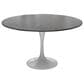 Leisuremod LeisureMod Verve Collection 48 Round Dining Table, White Base with Sintered Stone Black Top, , large