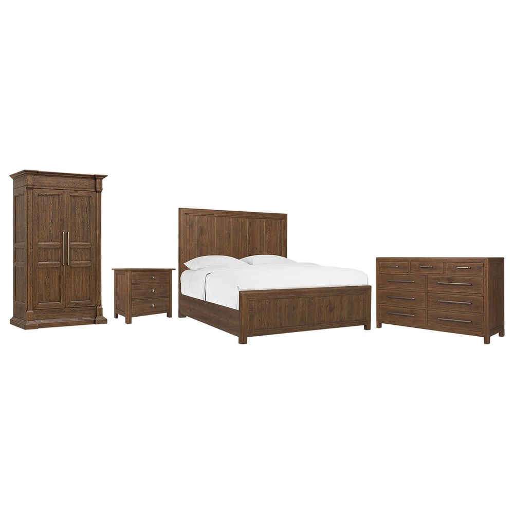 Hooker Furniture Driftwood 4-Piece King Panel Bedroom Set in Worn Saddle, , large