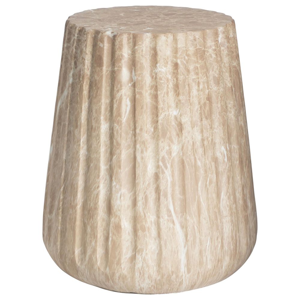 Hearth and Haven Outdoor Carved Side Table with Faux Natural Stone Texture in Gold, , large