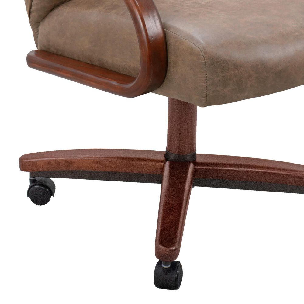 Northrow Traditional Caster Dining Chair in Walnut Finish and Palance Silk Brown Upholstery, , large