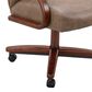 Northrow Traditional Caster Dining Chair in Walnut Finish and Palance Silk Brown Upholstery, , large