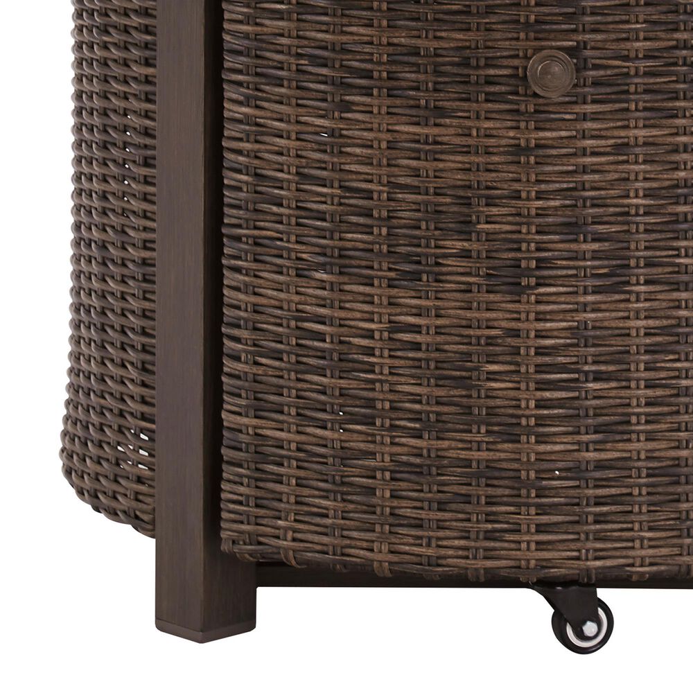 Ashley Paradise Trail Round Fire Pit Table in Medium Brown, , large