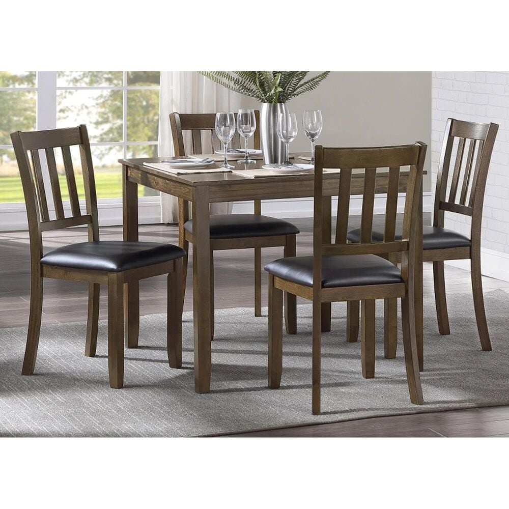 Homelegance Faust 5-Piece Square Dining Set in Charcoal Brown, , large