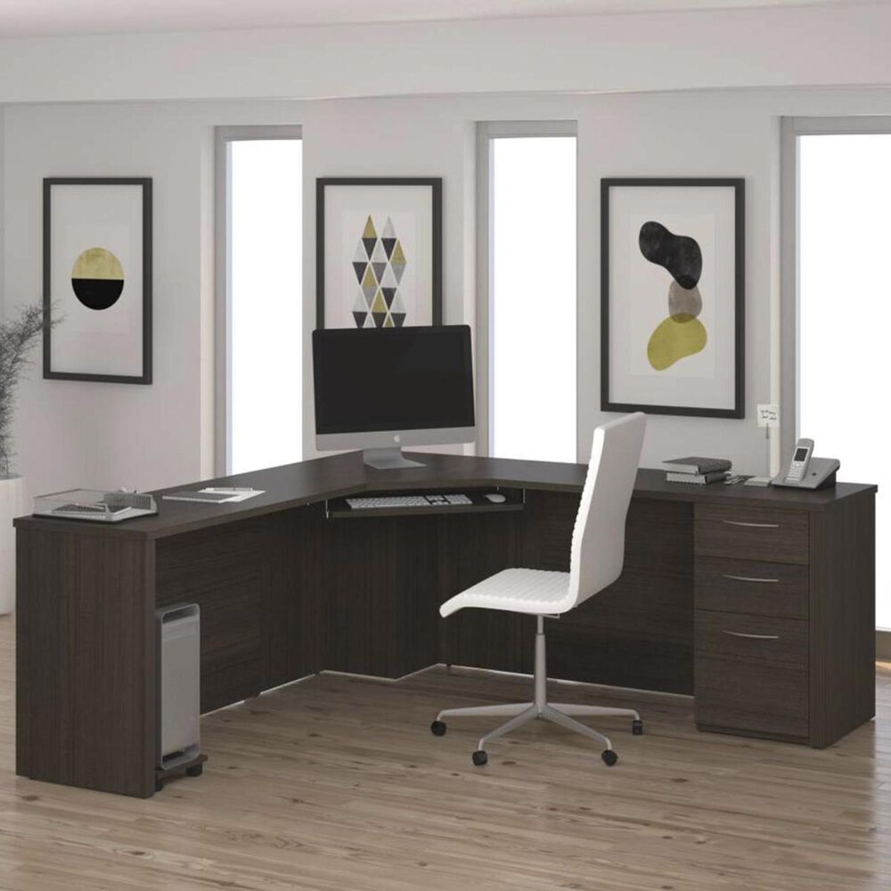 Bestar Embassy Corner Desk in Dark Chocolate Nebraska Furniture Mart