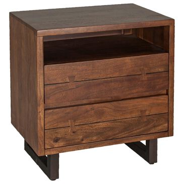 Home Trends & Design Aspen 2-Drawer Nightstand in Walnut and Antique Zinc, , large