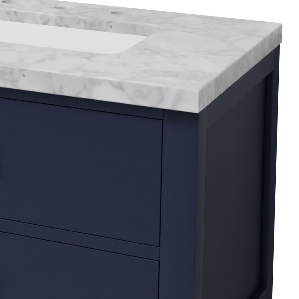 Lexora Home Castor 72" Double Bathroom Vanity in Blue with 2 cm White Carrara Marble Top and Rectangular Sinks, , large