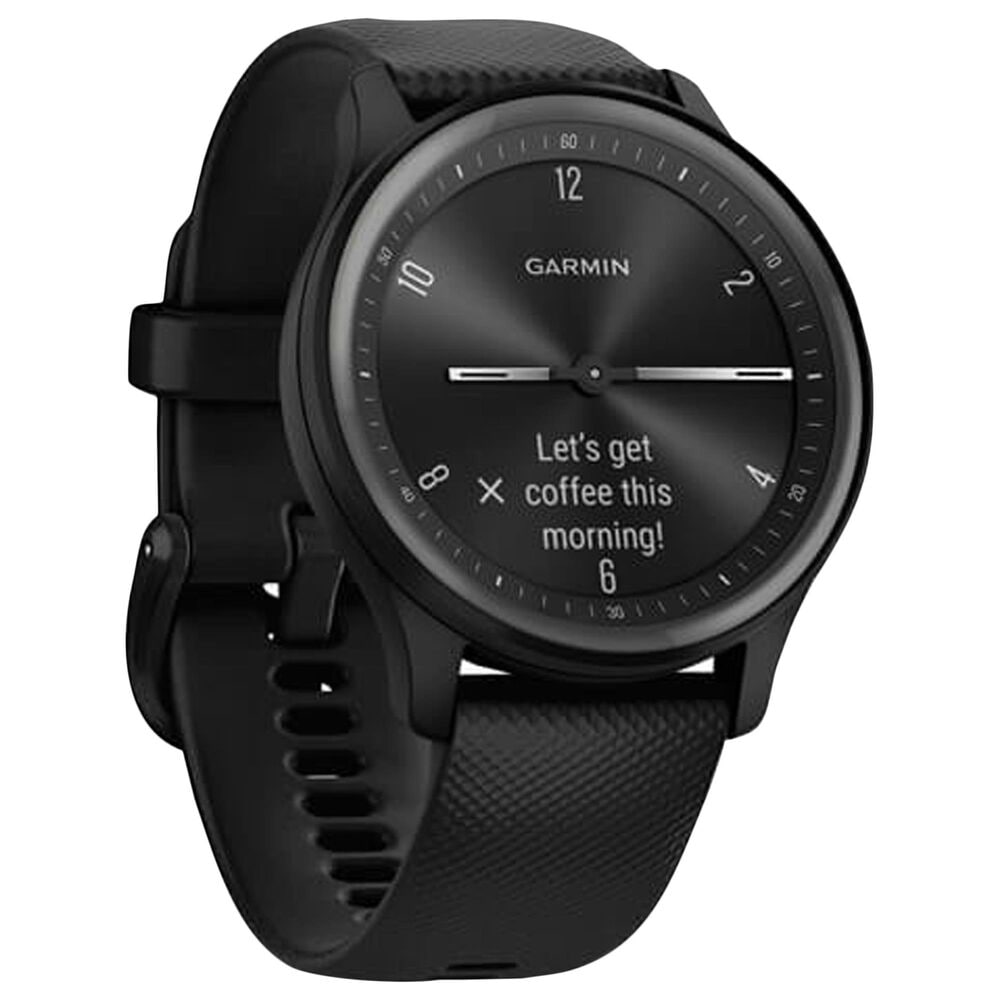 Garmin vivomove Sport Smartwatch in Black Case and Silicone Band with Slate Accents, , large
