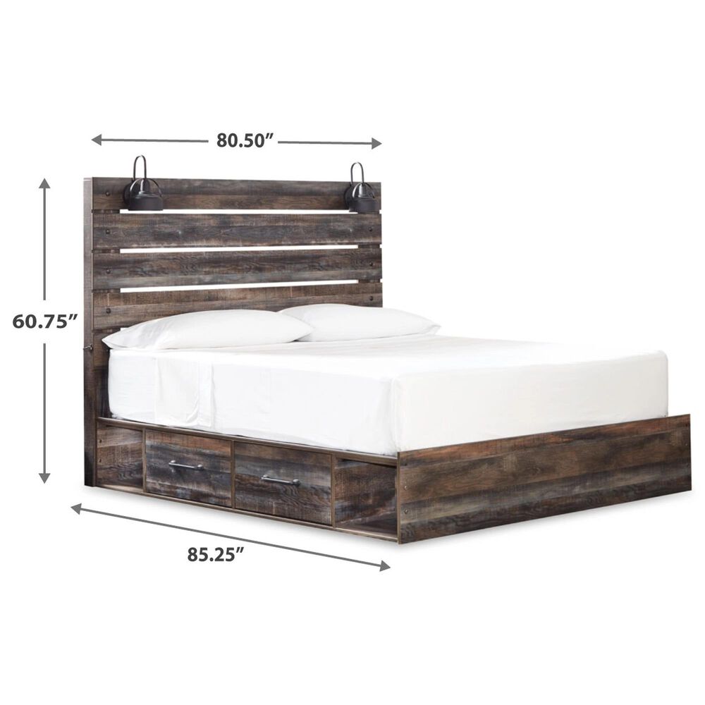 Ashley Drystan King Storage Bed with 2 Drawers in Brown Rustic, , large