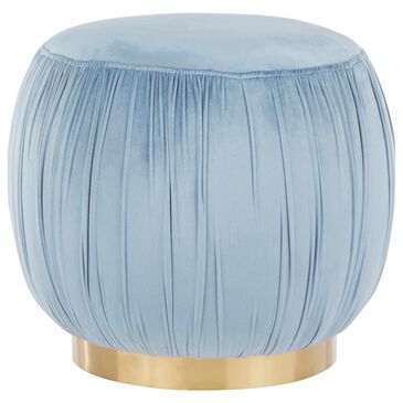 Lumisource Ruched Ottoman in Powder Blue Velvet and Gold, , large