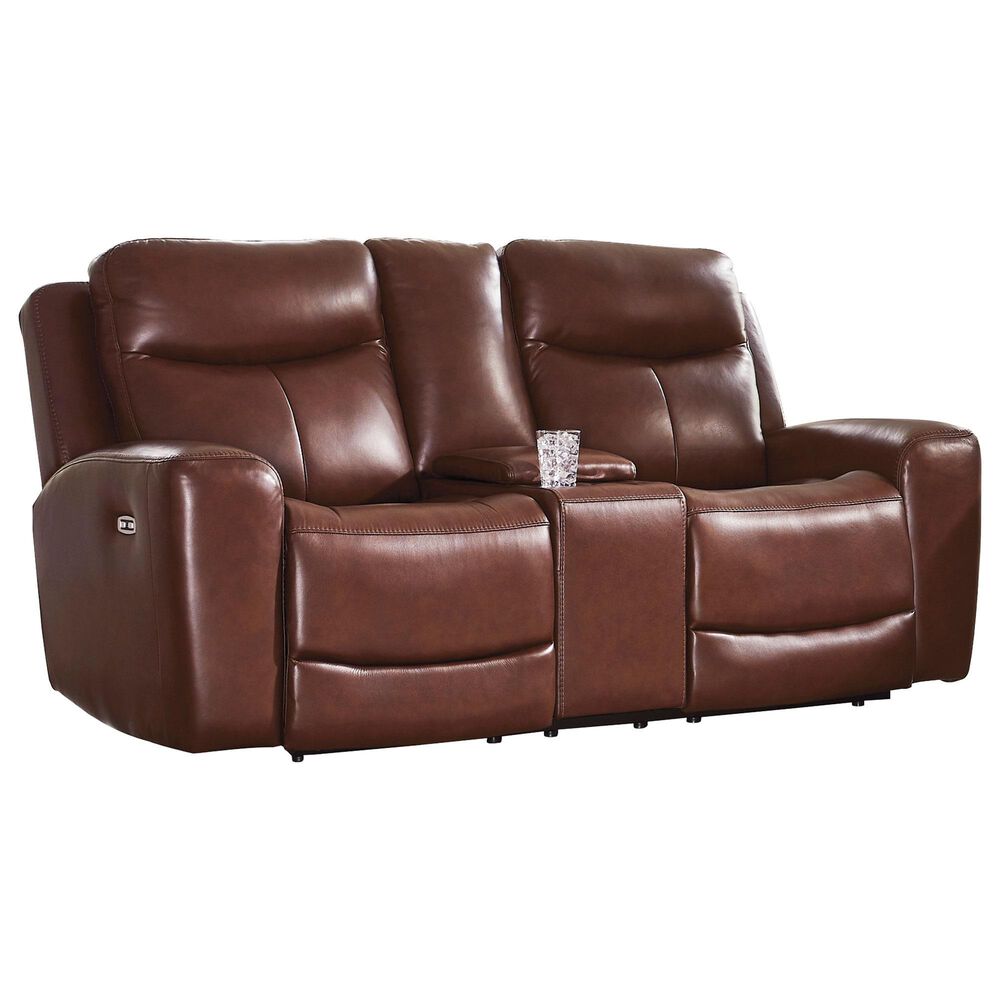 Ashley Next Move Power Reclining Console Loveseat in Mahogany, , large