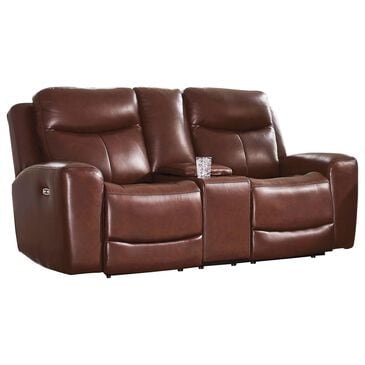 Ashley Next Move Power Reclining Console Loveseat in Mahogany, , large