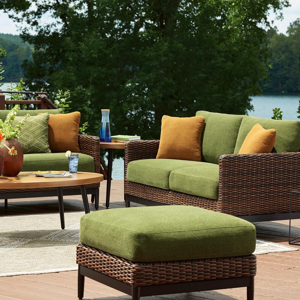 Ashley Horizon Hall Outdoor Ottoman with Cushion in Green, , large