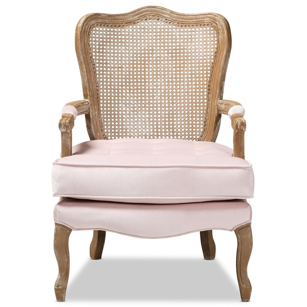 Baxton Studio Vallea Arm Chair in Light Pink, , large
