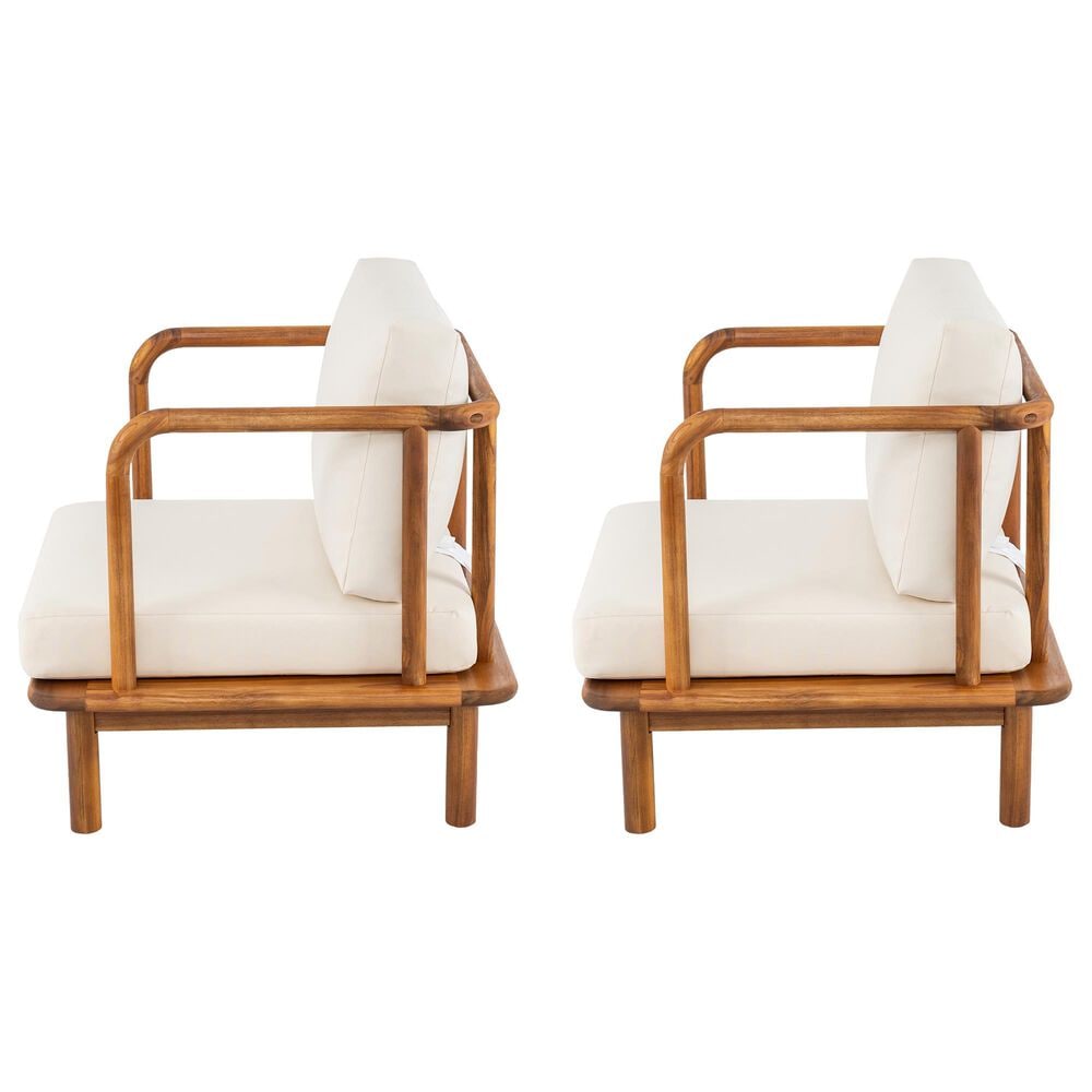 Hearth and Haven Canape Outdoor Club Chair with Curved Arms and Cushions in Cream (Set of 2), , large