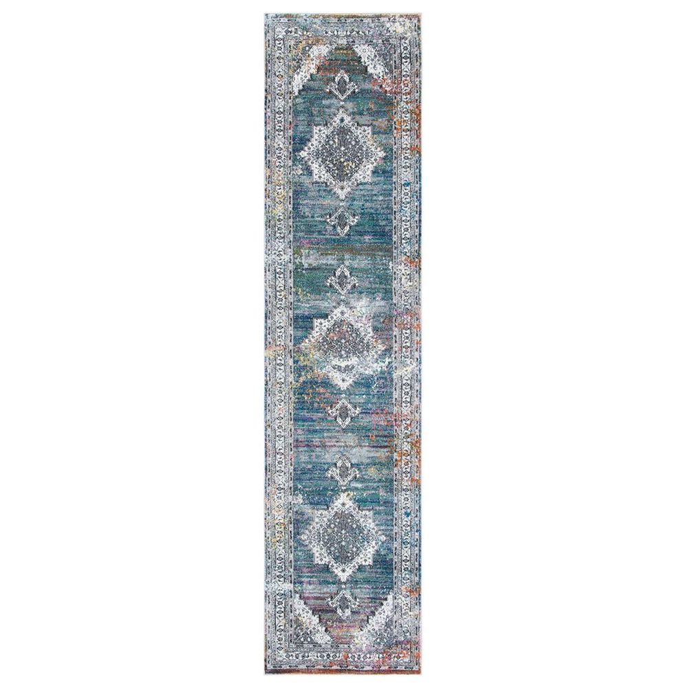 Safavieh Aria ARA201M 2" x 8" Ivory and Blue Runner, , large