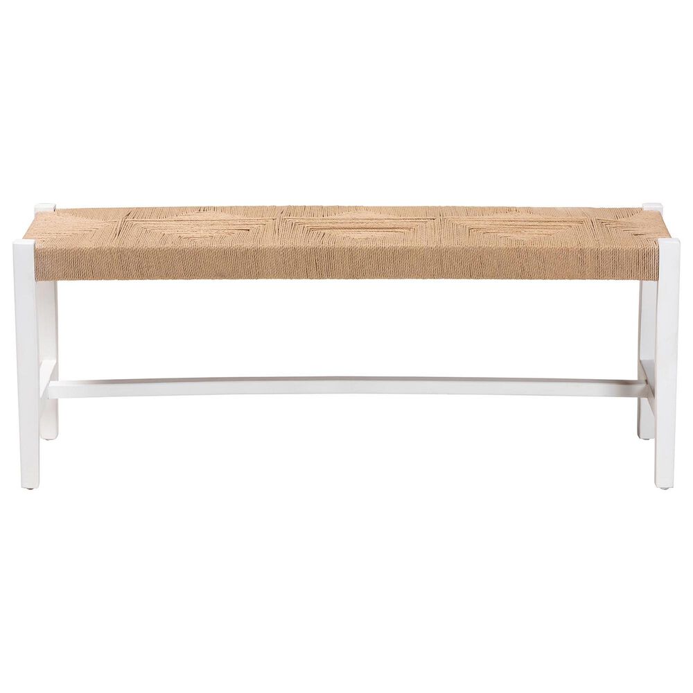 Baxton Studio Prita Dining Bench in White and Brown, , large