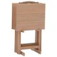 Linon Home Decor Acacia Folding TV Tray Table Set with Stand in Natural (Set of 4), , large