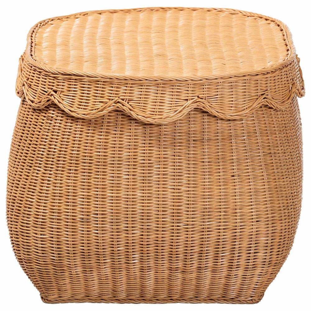Baxton Studio Ayleen Medium Basket with Scalloped Lid in Light Honey, , large