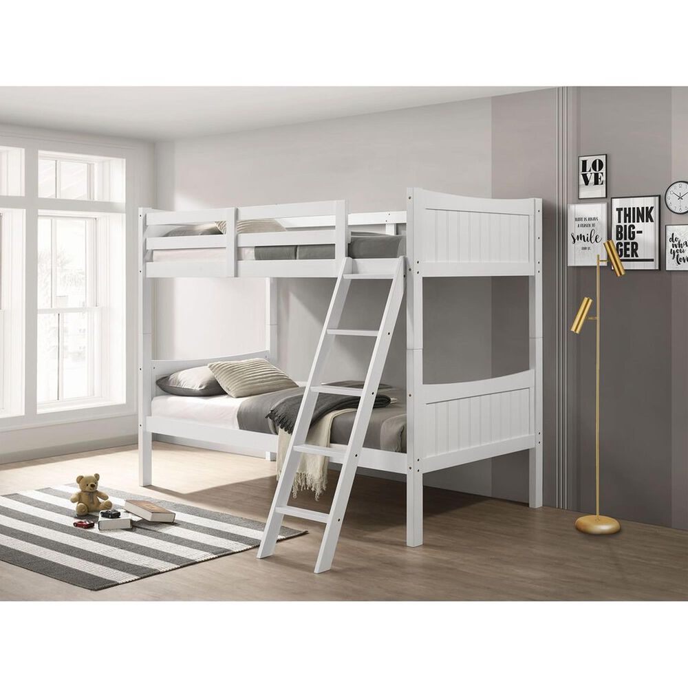 Mayberry Hill Sami Twin Over Twin Bunk Bed in White, , large