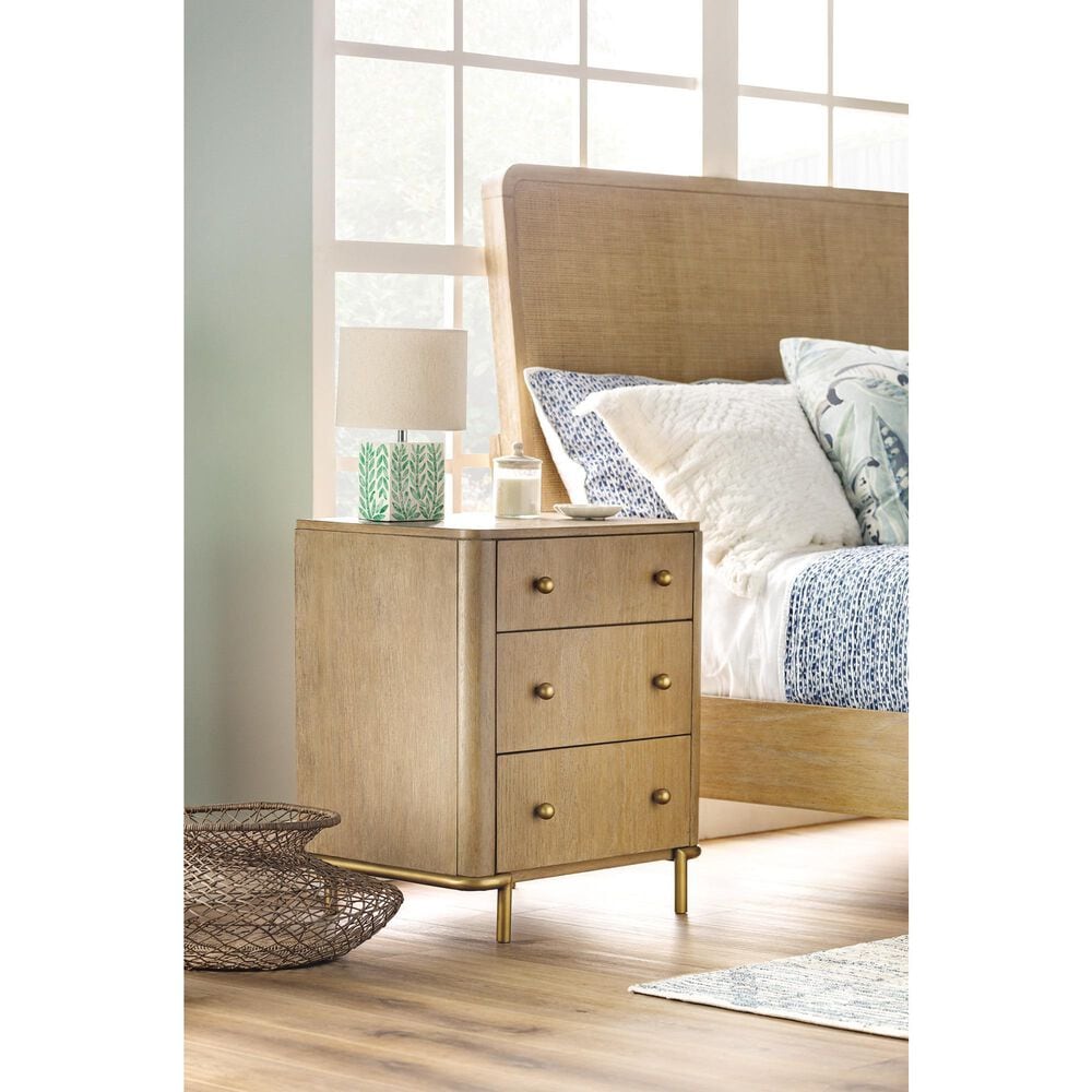Pacific Landing Arini 3-Drawer Nightstand in Sand Wash and Aged Brass, , large