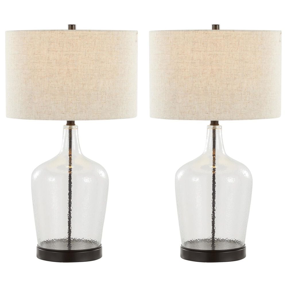 LumiSource Botella Glass Table Lamp in Clear and Oil Bronze (Set of 2), , large