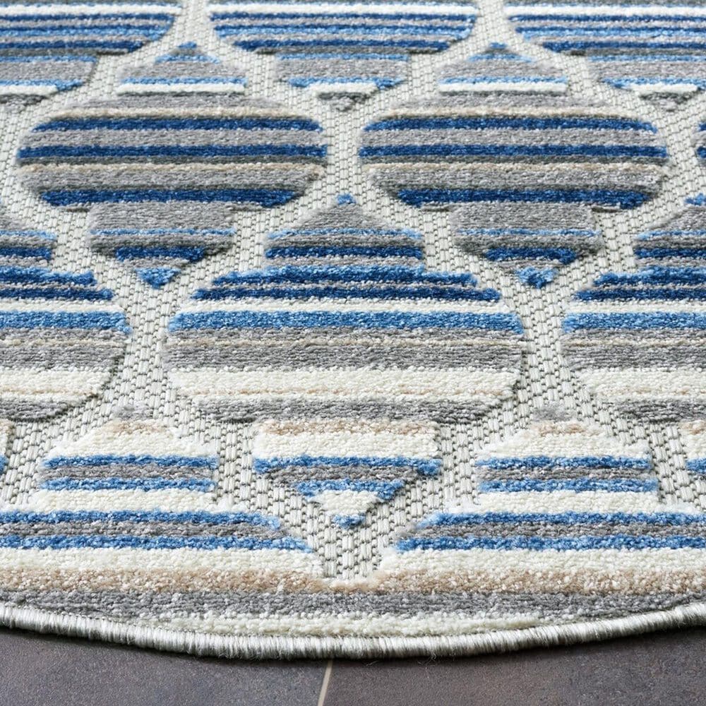 Safavieh Cabana CBN333M 3&#39; Round Blue and Grey Indoor/Outdoor Area Performance Rug, , large