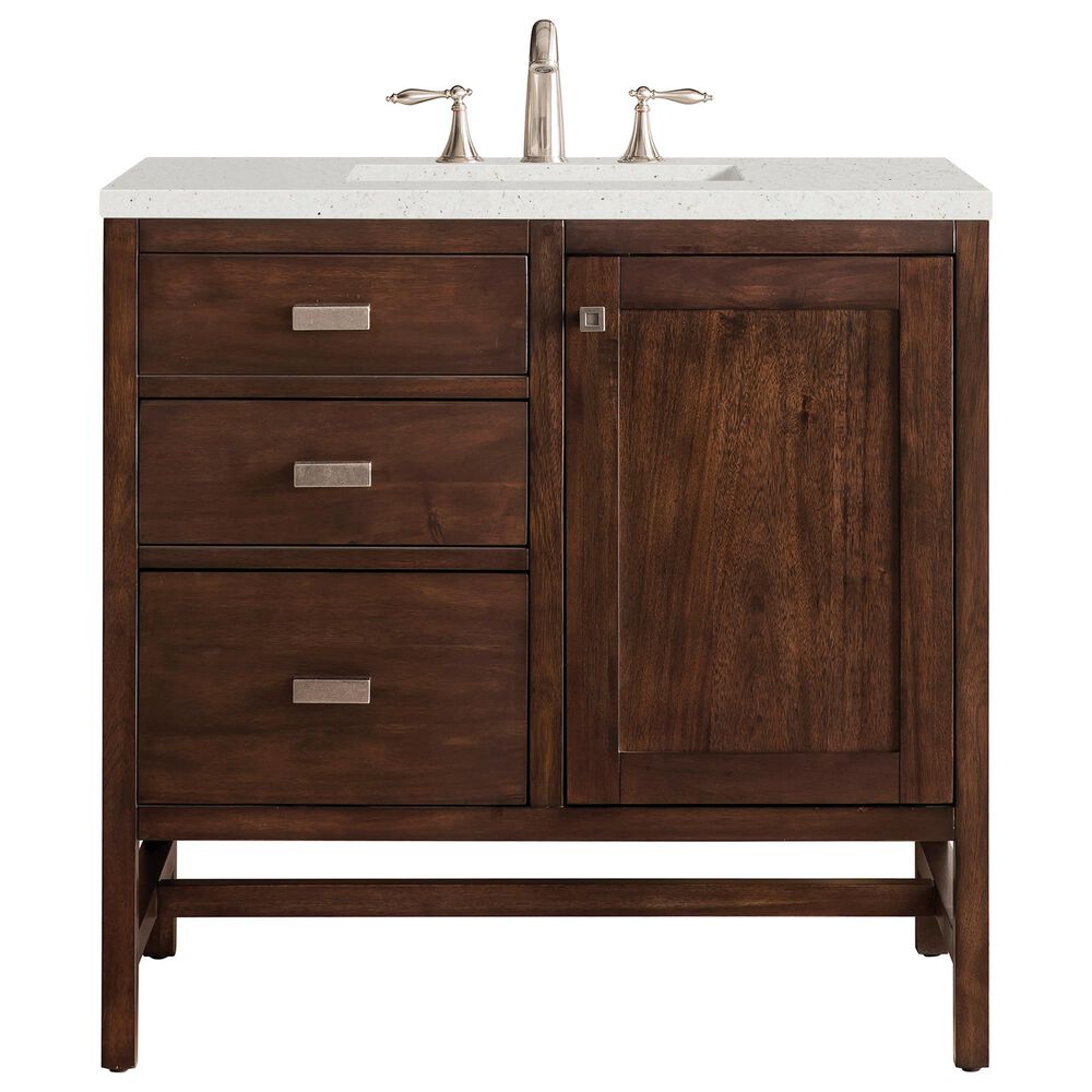 James Martin Vanities Addison 36" Single Bathroom Vanity in Mid-Century Acacia with 3 cm Lime Delight Quartz Top and Rectangular Sink, , large