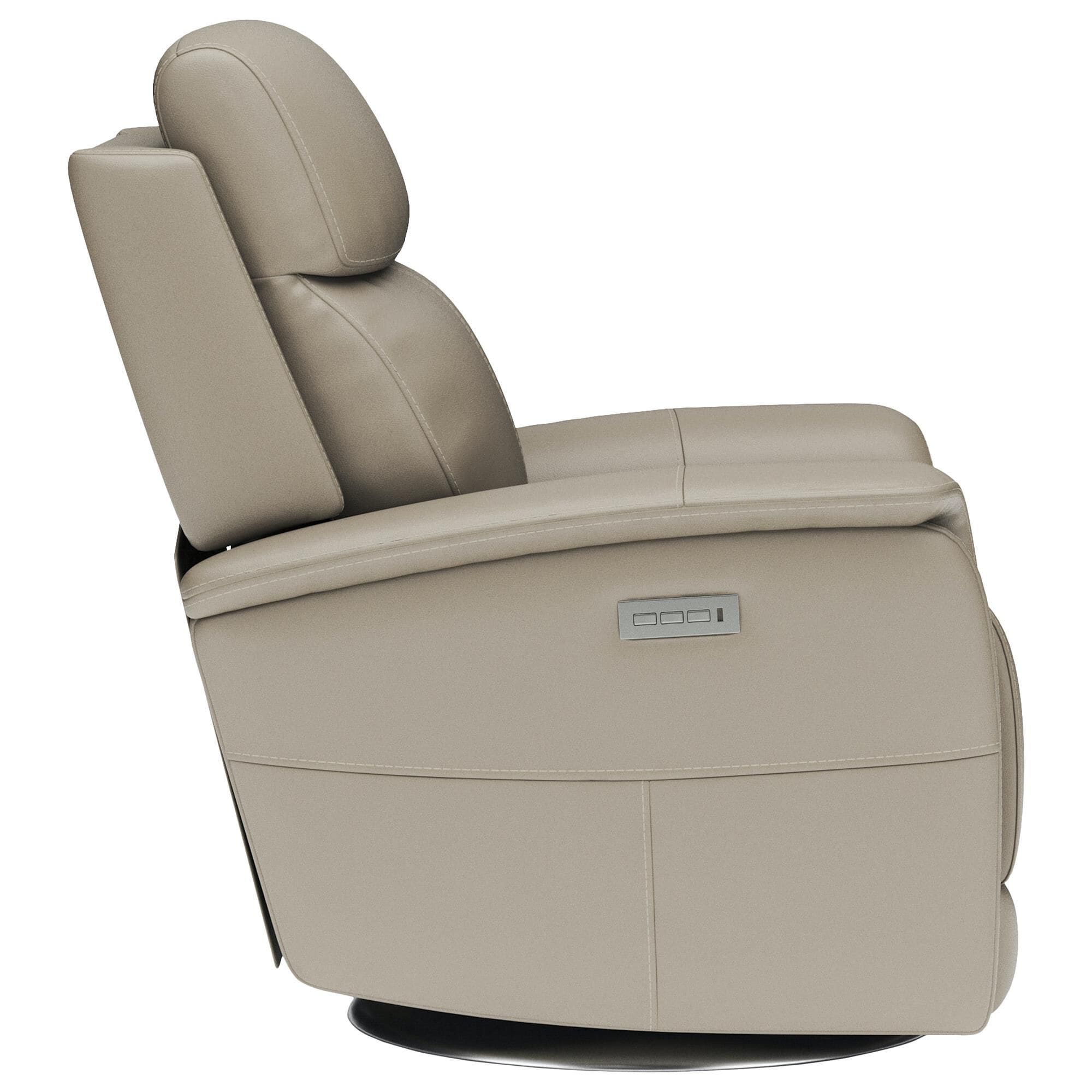 Flexsteel View Swivel Power Recliner with Headrest and Lumbar in Dove NFM