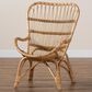 Baxton Studio Earvin Rattan Arm Chair in Natural Brown, , large