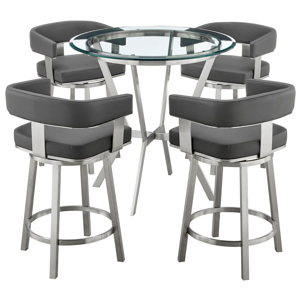 Blue River Naomi and Lorin 5-Piece Counter Height Dining Set in Stainless Steel, , large