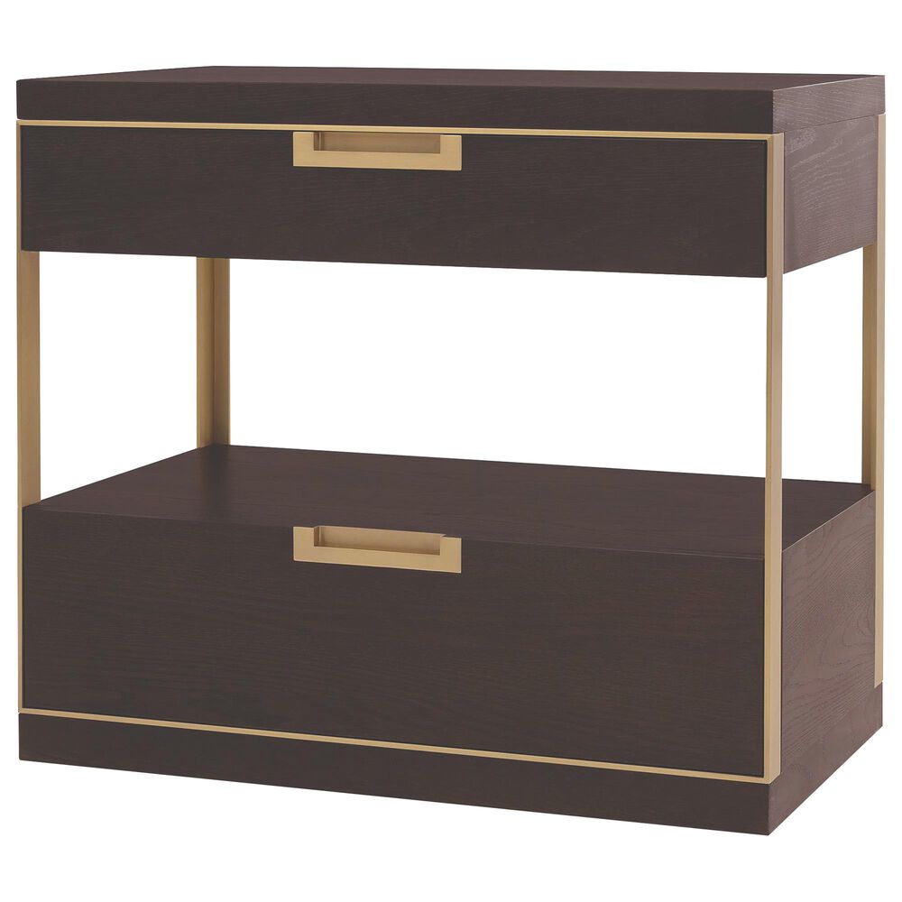 Century Cadence 2-Drawer Nightstand in Mocha and Antique Brass, , large