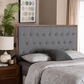 Baxton Studio Harumi King Panel Headboard with Grey Fabric in Ash Walnut, , large