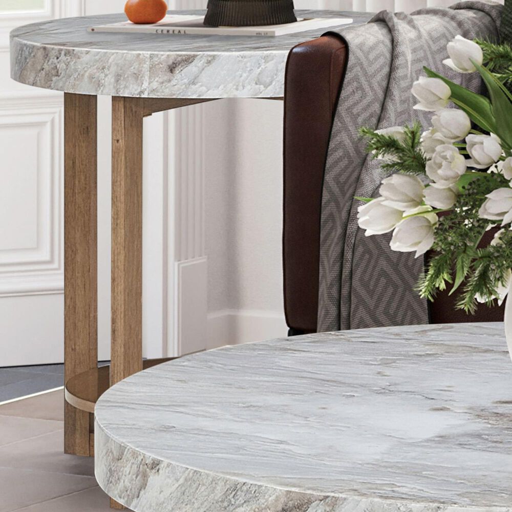 Belle Furnishings Danby End Table in Nutmeg and Alabaster, , large