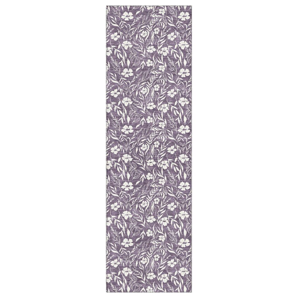 Dalyn Rug Company Soft Essentials Floral Purple 2"3" x 7"6" Indoor/Outdoor Runner, , large