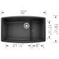 Blanco Performa 32" Cascade Kitchen Sink with Colander in Anthracite, , large