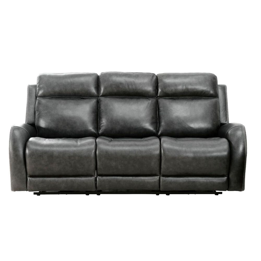 Devon and Claire Itron 3 Power Reclining Leather Sofa in Steel Grey, , large