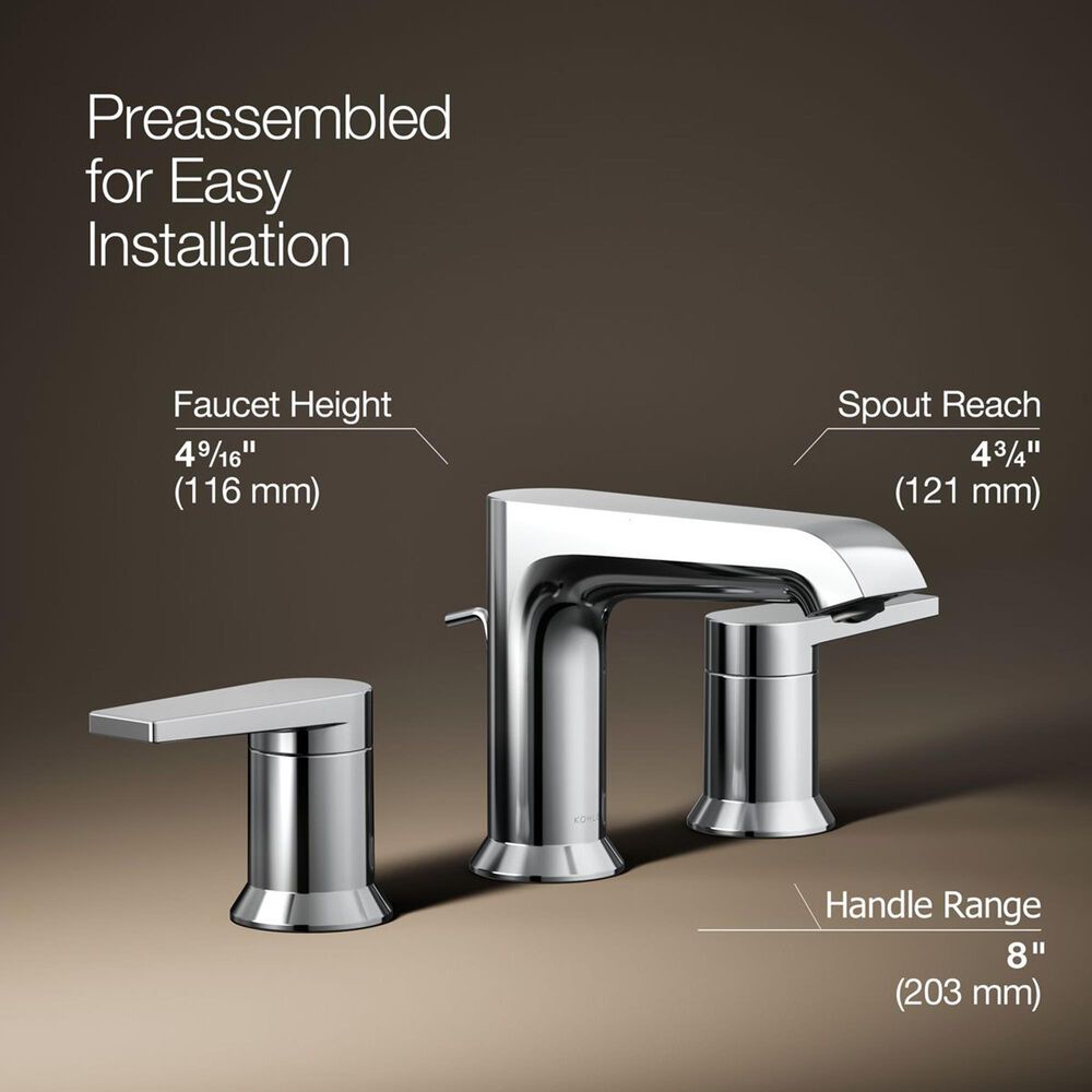 Kohler Hint Widespread Bathroom Sink Faucet in Polished Chrome, , large