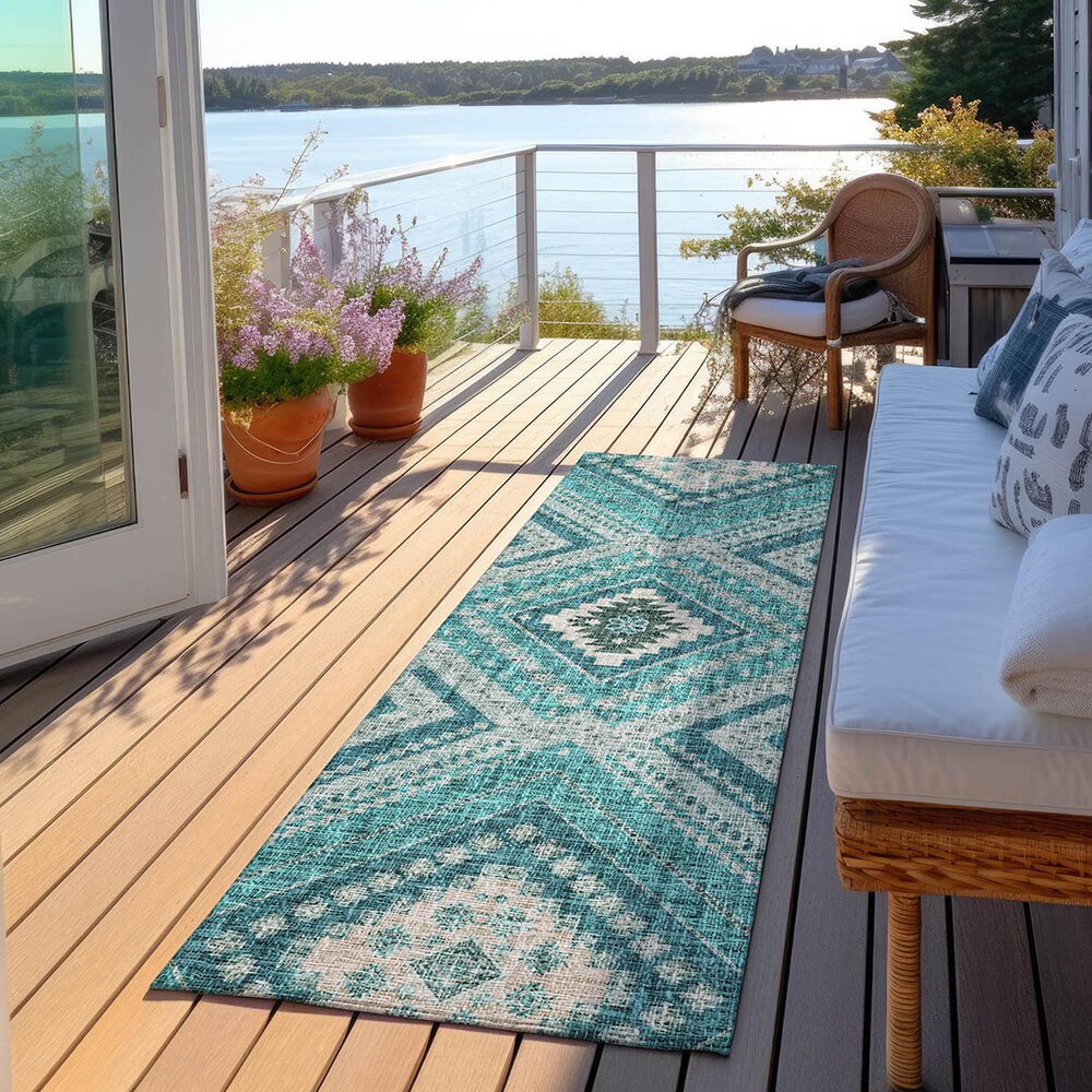Dalyn Rug Company Portico PO5 Teal 2&#39;3&quot; x 7&#39;6&quot; Runner, , large