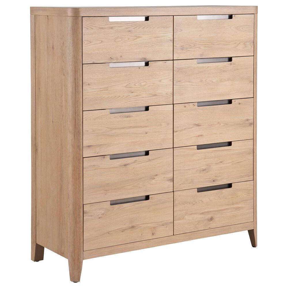 Universal Furniture Modern Walker 4 Piece King Panel Bedroom Set in Natural Oak with AC Outlets and USB Ports, , large