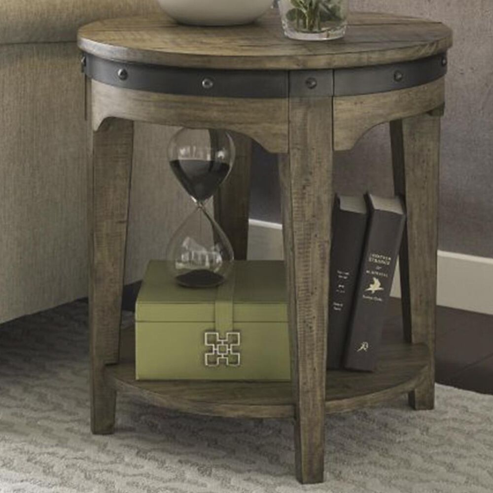 Kincaid Plank Road Artisans Round End Table in Stone, , large