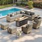 HOMLUX 13-Piece Patio Conversation Set with 54" Fire Pit Table in Dark Gray, , large