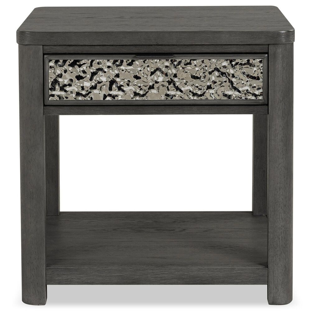 Furniture of America Piez End Table in Ash Gray and Stainless Steel, , large